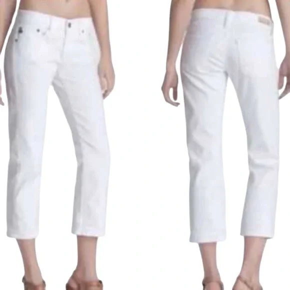 AG Adriano Goldschmied The Tomboy Crop Relaxed Straight Leg Jeans White Size 28 - Picture 1 of 12